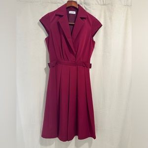 Calvin Klein Belted A-Line Fit & Flare Dress
